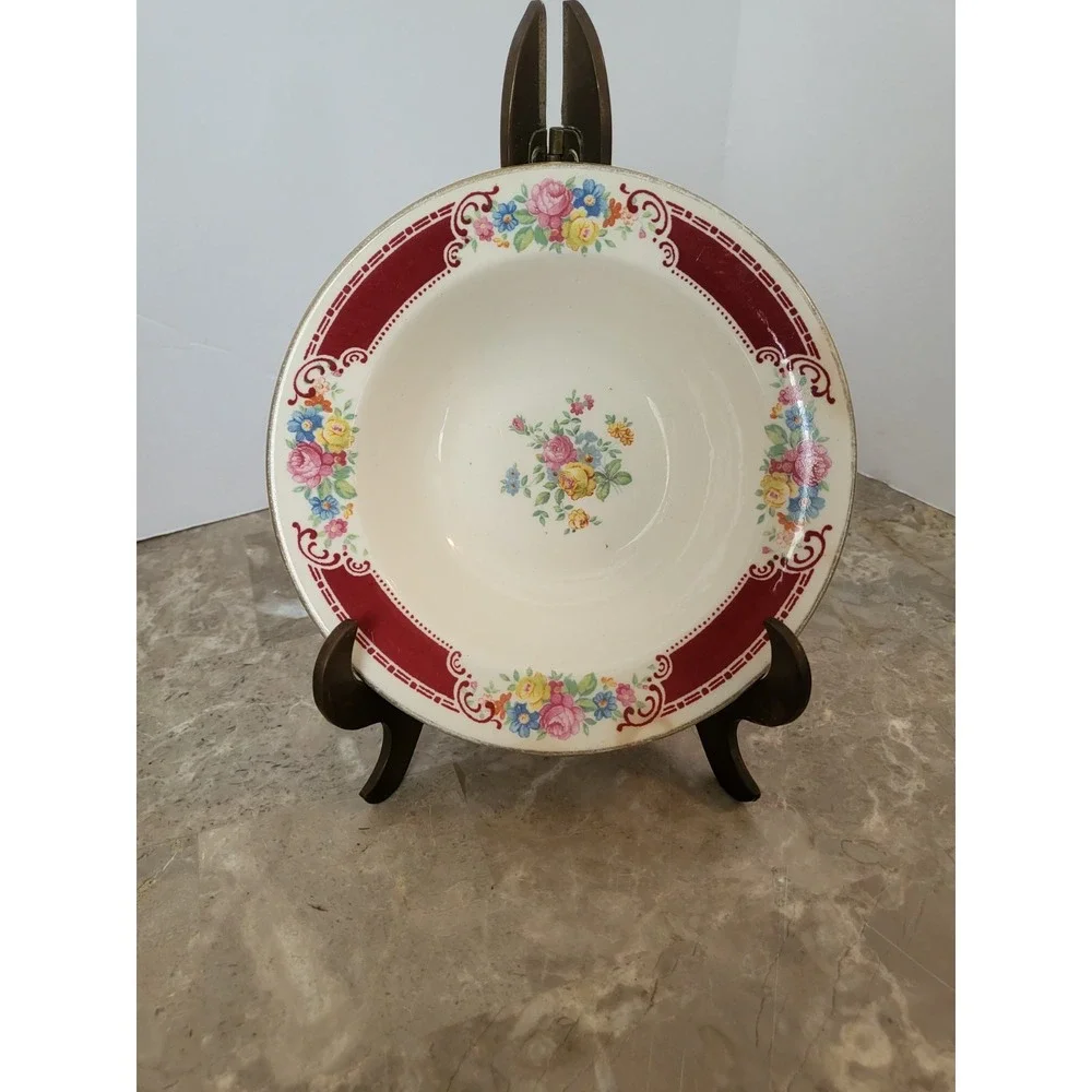 3x Vintage Homer Laughlin Fruit‎ Sherbert Dessert Bowl Rimmed Rose